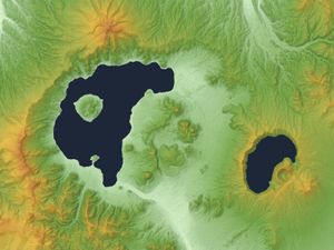 지형도 (오른쪽은 마슈 칼데라)