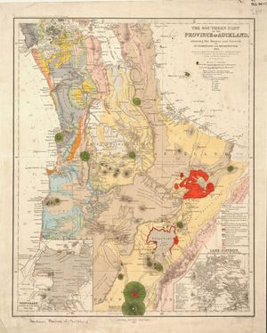 타우포 호숫가의 화산 지형을 처음으로 보여주는 지도