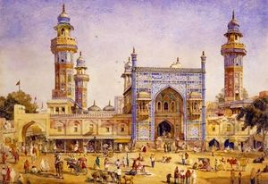 윌리엄 카펜터가 그린 와지르 칸 모스크 그림 (1866)