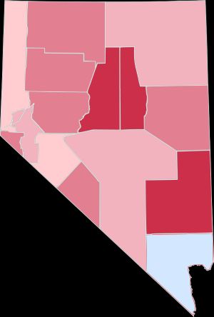 2023년 2월 기준 네바다주 각 카운티의 다수당/과반수당