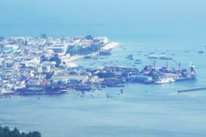 잔지바르의 스톤 타운 항공 사진