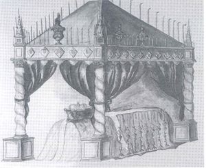 프란치스카 크리스티나 폰 팔츠-줄츠바흐 수녀를 위한 촛불이 켜진 애도용 침대( Trauergerüst) 그림, 1776년