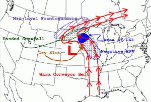 온대 저기압에서 눈이 내리는 지역