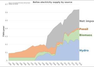 벨리즈 전력 공급원별 비율