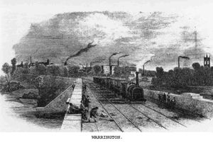 철도가 들어온 후의 워링턴, 1851년