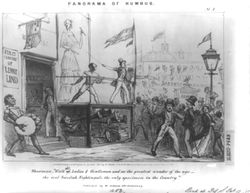 1850년 10월, 뉴욕시에서 바넘과 함께한 린드의 첫 번째 미국 순회공연을 풍자한 그림