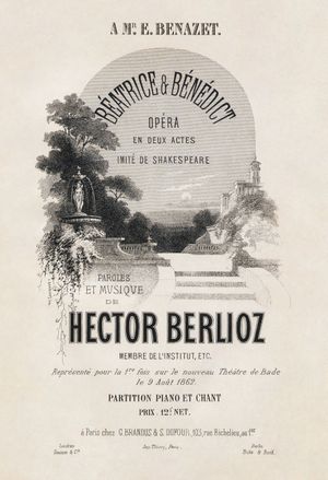 에크토르 베를리오즈(Hector Berlioz)의 베아트리체와 베네딕토(Béatrice et Bénédict) 초판 성악 악보 표지