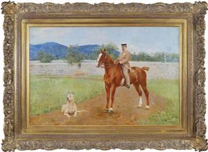 말을 탄 푸치니; 알레아르도 빌라(Aleardo Villa) 작