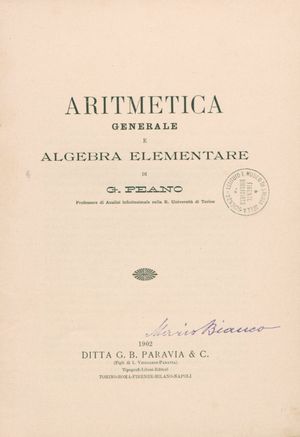 Aritmetica generale e algebra elementare, 1902