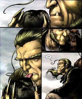 세이버투스가 추적 능력을 사용하여 울버린을 찾는 모습.