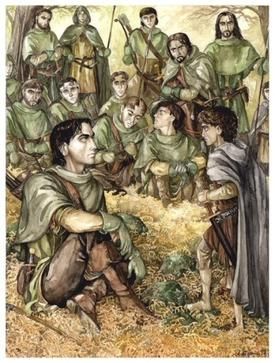 안케 아이스만(Anke Eißmann)이 그린 파라미르가 프로도를 심문하는 모습