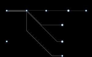 터미네이터 프랜차이즈의 다양한 시간대 간의 연속성을 보여주는 정보 그래픽.