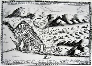 1680년 판화에 그려진 탕헤르의 영국군 요새와 항구