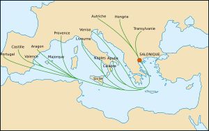 테살로니키로 이주한 유대인들의 경로