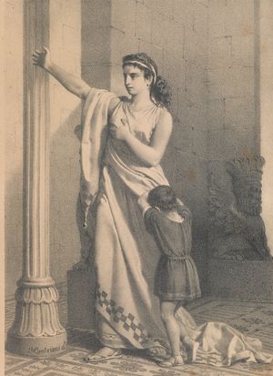 후안 데 디오스 데 라 라다가 그린 1868년 이밀케와 그의 아들 하스파르 바르카의 그림