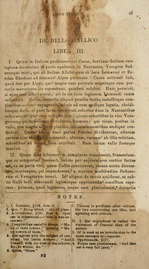 1864년판 『갈리아 전기』의 한 페이지, 미국 남북 전쟁 당시 남부동맹 출판사인 패리시 & 윌링햄에서 제작.