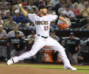 애리조나 선발 투수 메릴 켈리는 2차전에서 9개의 삼진을 잡았다.