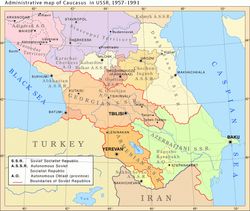 구 소련의 캅카스 관리 지도 (1952~1991년)