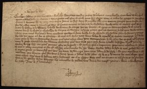 윈저에서 아들 샤를에게 보낸 장 2세의 편지. 피에르 드 라 바튀에 관한 내용임