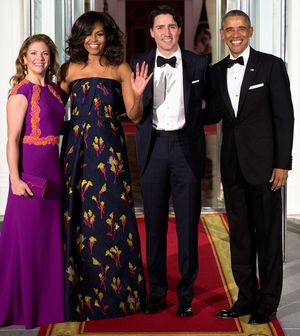 백악관에서 버락 오바마 부부와 함께 한 트뤼도 부부