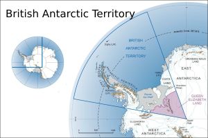 영국이 영국 남극 지역으로 주장하는 남극 대륙의 일부를 보여주는 지도