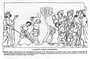 『성 알반의 전기』에 묘사된 '성 알반의 유골 발견 장면'