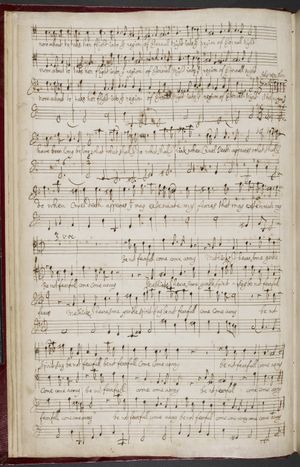 퍼셀의 악보 사본 When on my sick bed I languish (1680년경)