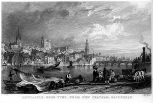 1832년의 뉴캐슬을 묘사한 윌리엄 밀러의 판화. 게이츠헤드에서 바라본 모습이다.