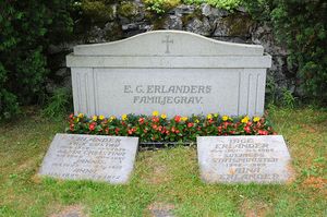 2011년 촬영된 에를란데르 가족 묘소. 타게와 아이나 에를란데르의 묘비(오른쪽)도 보인다.