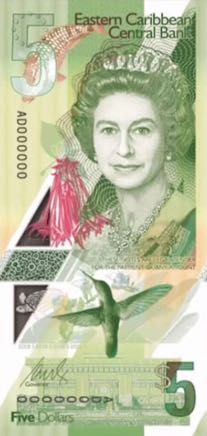 동카리브 5달러 지폐 (앞면)