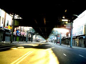 필라델피아 켄싱턴 지역의 지상 마켓-프랭크퍼드선