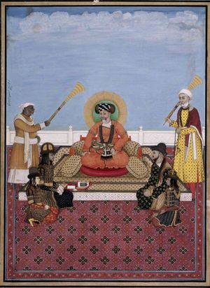 악바르 샤 2세와 그의 네 아들.