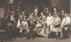 1908년 에든버러 예술대학(Edinburgh College of Art)의 남성만으로 구성된 인물 드로잉 수업