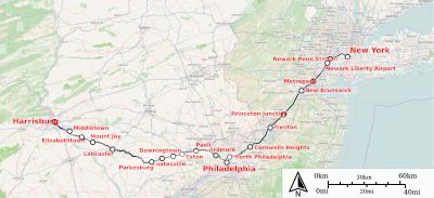 암트랙 키스톤 서비스 노선도