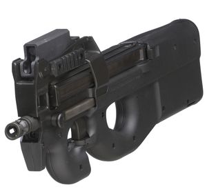 P90 표준형과 반사 조준경 및 악세서리 레일