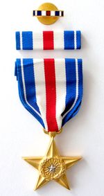 은성훈장 세트. 위에서부터 핀 배지식 약장, 약수, 기장.