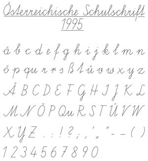 슐슈리프트}} (1995), 오스트리아 초등학교 필기체