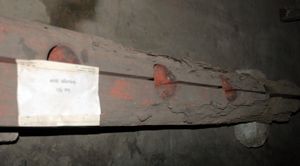 스리랑카 박물관의 나무 발목쇠