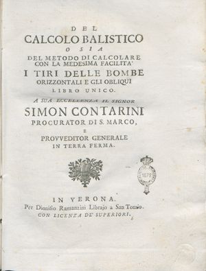 가에타노 마르자갈리아(Gaetano Marzagaglia), Del calcolo balistico, 1748