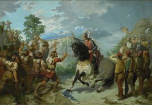 페드로 대왕과 그의 알모가바르들이 콜 드 파니사르 전투에서. 1866년. 바르토메우 리보 테리즈