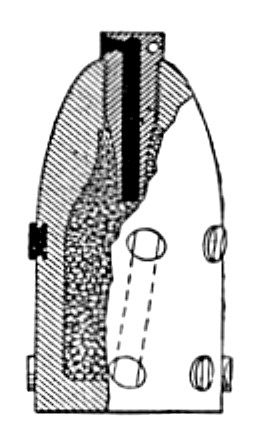 1858년, 시계 방향 강선과 맞물리도록 설계된 라 히트 방식의 탄두형 포탄