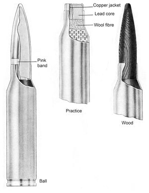 38식 실탄(6.5×50mmSR 아리스카)의 단면도