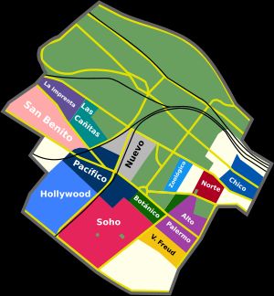 비공식적으로 구분되는 팔레르모의 여러 지역