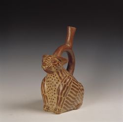 서기 200년경 모체 문명의 오셀롯 상. 라르코 박물관, 페루