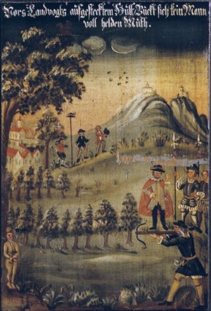 1782년 취리히 스위스 국립 박물관에 전시된 텔의 묘사