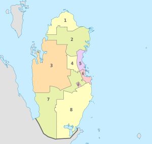 카타르 지방 자치체 지도