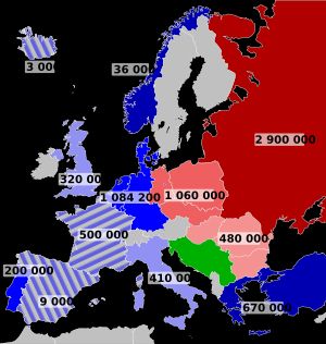 1973년 유럽의 NATO와 바르샤바 조약 기구 군사력