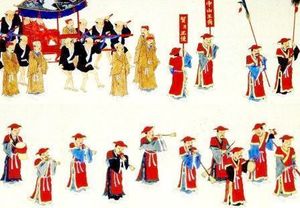 1710년 에도(도쿄)로 파견된 류큐 사절단의 모습