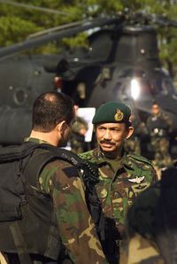 군을 시찰 중인 하사날 볼키아 국왕