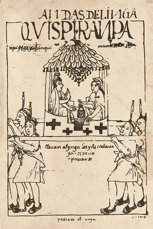 잉카 황제와 그의 아내인 쿠야가 잉카 왕국 도로인 카파크 냐냐를 여행하는 모습